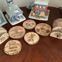 Wood burning on wood slices. - Project by khefler